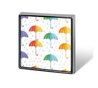 Colorful Umbrella Droplets Water Square Badge Metal Lapel Pins Custom Brooches for Clothing Decoration