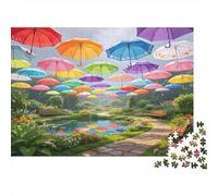 Colorful Umbrella Garden 1000 Piece Jigsaw Puzzle Paper Jigsaw Puzzle for Adults Relaxation Focus Family Activity Home Decor Gift 70x50cm/1000pcs