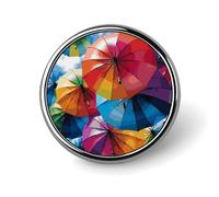 Colorful Umbrella Pattern Lapel Pin Metal Brooch Badge Round Button Enamel Style Pinback for Hats Bags Clothing Gift