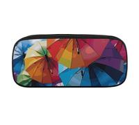 Colorful Umbrella Pencil Case Waterproof Leather Pencil Pouch Multi-purpose Aesthetic Makeup Bag Cute Pen Bag Large Cosmetic Bag for Office Stationery, Travel