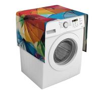 Colorful Umbrella Washing Machine Cover with Storage Pockets Washer Dryer Top Dust Cover 54.3" X 20.5" Refrigerator Kitchen Protective Pads Home Decor