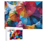 Colorful Umbrella Wooden Puzzles for Adults 500 PCS Unique Shape Puzzles Wall Art Home Decor for Puzzle Lovers, Family, Friend Creative Gift Toys