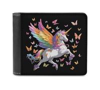 Colorful Un-icorns Butterflies Bifold Wallet PU Leather Printed Purse | Mini Card Holder,Pocket Wallets for Women Men