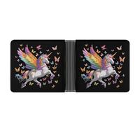 Colorful Un-icorns Butterflies Mens Wallet Printed Leather Pocket Purse | Bifold,Mini Card Holder