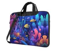 Colorful underwater world Printed Laptop Crossbody Bag Crossbody Briefcase Easy To Use When Traveling For Business, Black, 14 inch