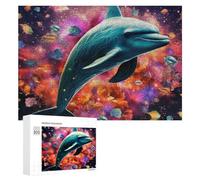 Colorful Underwater World with Dolphin - Wooden Brain Teaser for Adults, 300 PCS, Thoughtful Present; for Shared Table Time