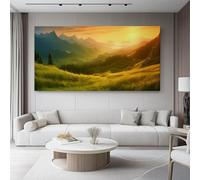 Colorful Unframed Canvas Wall Art, Beautiful Mountains Plants Sunset Pictures Painting on Canvas Prints for Living Room Bedroom Bathroom Kitchen Hallway Ready To Hang - 61 x 41 cm