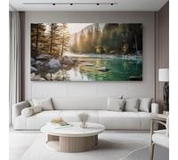 Colorful Unframed Canvas Wall Art, Nature Mountains Lakes Forests Pictures Painting on Canvas Prints for Living Room Bedroom Bathroom Kitchen Hallway Ready To Hang - 61 x 41 cm