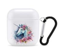 Colorful Uni-corn Rose Earphone Case Cover Compatible with AirPods 1&2 Shockproof Bluetooth Headset Case White-style