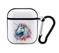 Colorful Uni-corn Rose Earphone Case Cover Compatible with AirPods 1&2 Shockproof Bluetooth Headset Case Black-style