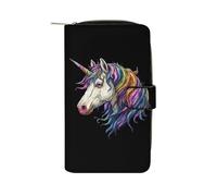 Colorful Unicorm Head Women's Wallets Clutch Purse Card Cash Holder Travel Bifold Handbag