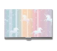 Colorful Unicorm Stripes Business Card Holder Slim Case Metal | pocket size 3.7*2.2",easy to carry,professional,waterproof,larage capacity
