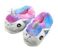 Colorful Unicorn Plush Slippers for Women and Girls, Cozy Cartoon House Slipper Shoes, Fluffy Winter Indoor Footwear with Full-Heel Wrap, Cute Novelty Home Bedroom Warm Cotton Footwear 26cm