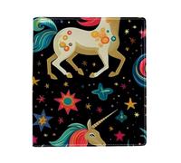 Colorful Unicorn Star Big Replaceable Book Cover, Reusable PU Leather Book Protector, Suitable for 9.8" x 11" Notebooks