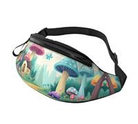Colorful Unisex Crossbody Waist Pack Mushroom Garden Adjustable Waist Fanny Pack Mushroom House Trendy Printed Crossbody Bag Fitness Enthusiasts - Hands-Free Bag for runningessentials 14X35CM