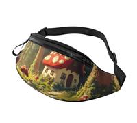 Colorful Unisex Crossbody Waist Pack Mushroom Garden Adjustable Waist Fanny Pack Mushroom House Trendy Printed Crossbody Bag Cyclists - Easy-Access Pack for Keys, Cards, and Energy gels 14X35CM