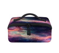 Colorful Universe Galaxy Nebula Travel Makeup Bag Portable Waterproof Pouch Open Flat Toiletry Bags Toiletries Cosmetics Traveling Organizer for Women Men