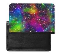 Colorful Universe, Nebula Night Starry Sky Rainbow Glittering Galaxy Women's Passport Protector, Men's Passport Protector, PU Travel Passport Protector for Women Men Worker 5.8 x 3.9 x 0.4 inch