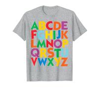 Colorful Uppercase Letters Alphabet Learn ABCs boy Girl Kids T-Shirt, Men, Heather Grey, X-Large