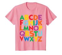 Colorful Uppercase Letters Alphabet Learn ABCs boy Girl Kids T-Shirt, Youth, Pink, Medium