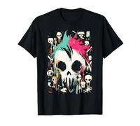 Colorful Urban Grunge Street Style Cyber Punk Skull Graphic T-Shirt