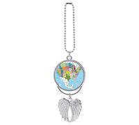 Colorful USA Political Road Map with Roads, Water Objects and Cities Custom Car Pendant, Exquisite Angel Wings Car Pendant, Zinc Alloy Car Pendant Chains for Men Women Gift Car Accessories Silver