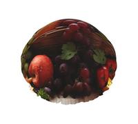 Colorful Various Vegetables and Fruit Shower Cap for Women Reusable Waterproof Shower Bonnet Washable Elastic Band Bath Hair Hat Double Layered Bath Cap Extra Large for Long Hair