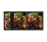 Colorful Various Vegetables And Fruit Slim Rfid Blocking Trifold Wallet for Men Minimalist Front Zipper Pocket 8 Card Slots 1 Id Window & Key Hook Lightweight Credit Card Holder for Work Traveling
