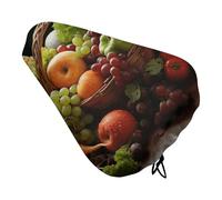 Colorful Various Vegetables And Fruit Waterproof Bike Seat Cover - UV Protection & Dustproof Bicycle Saddle Protector, Non-Slip Comfortable Bicycle Cushion Cover for Men Women, Fits Mountain/Road Bike