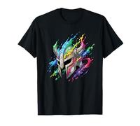 Colorful Viking Helmet with Magic Runes Splash T-Shirt