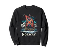 Colorful Viking Ship Adventure with Majestic Mountains Sweatshirt