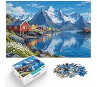 Colorful Village by Glacier Landscape Art Jigsaw Puzzle, 1000 Piece | For a useful gift beyond Christmas Day: Adult jigsaw puzzle with 1000 pieces offers a classic activity for Christmas.