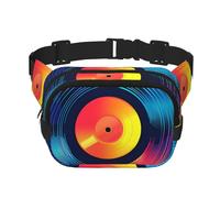 Colorful Viny Cd Double Layer Waist Bag Pack Music Record Bum Bag Fanny Pack for Men Women, Adjustable Belt Bag for Travel Hiking Running Cycling Festival