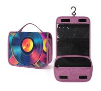 Colorful Viny Cd Hanging Toiletry Bag Music Record Travel Wash Bag Cosmetics Makeup Organizer for Women Men Portability Multi-Compartment
