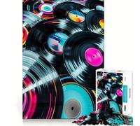 Colorful Vinyl Records Jigsaw Puzzles 1000 Piece for Teenagers Brain Think, Smooth Connection, Real Challenge, Festive Gift (38x52cm)