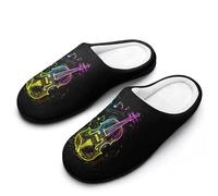 Colorful Violin Music Notes Breathable Slippers Women Slip On Winter Warm House Slippers Shoes Bedroom 7-8（39-40