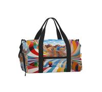 Colorful Vortex Ripple Gym Bag Water-Repellent Twill Shoe Compartment Black