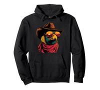 Colorful Vulture in Sunglasses Cowboy Animal Sunset Western Pullover Hoodie