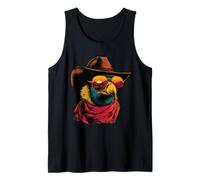 Colorful Vulture in Sunglasses Cowboy Animal Sunset Western Tank Top
