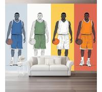 Colorful Wall Mural - Graffiti Basketball Player Simple Mural Photo Wallpaper for Living Room, Bedroom Decor, Modern Wall Art, Non-Woven Photo Wallpaper 3D Effect, 300 x 210 cm (W x H)