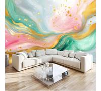Colorful Wallpaper Mural, 350 x 256 cm Landscape Wall Mural, Non-Woven Abstract Exquisite Marble Print Photo Wallpaper Wall Mural Decoration Poster for Bedroom Living Room
