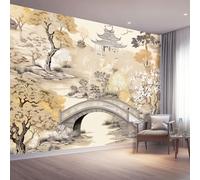 Colorful Wallpaper Mural, Oriental Trees Garden Bridge 3D Wall Mural Large Wall Murals Hd Printing Water Proof, Non-Woven Print Photo Wallpaper for Bedroom Living Room Decor - 400 x 280 cm (W x H)