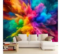 Colorful Wallpaper - Wall Mural 300 x 210 cm (W x H) - Non-Woven Premium Rainbow Smoke Print Fleece Wall Mural Decoration Poster Picture Modern Design