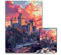 Colorful Warwick Castle Jigsaw Puzzle 1000 Pieces Wooden Jigsaw Puzzles for Adults Intricate Design for Teenagers, DIY Decor, And Brain-Boosting Fun 50x75CM/19.68x29.52inch