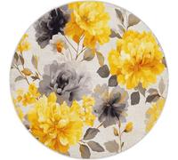 Colorful Washable Round Area Rug, 150cm Simple Retro Beautiful Flowers Printed Soft Fluffy Circle Carpet Rug, Short Pile Non Slip Floor Rugs for Living Room Bedroom Bathroom