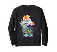 Colorful Watercolor Betta Fish Tropical Aquatic Art Long Sleeve T-Shirt