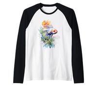 Colorful Watercolor Betta Fish Tropical Aquatic Art Raglan Baseball Tee