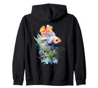 Colorful Watercolor Betta Fish Tropical Aquatic Art Zip Hoodie