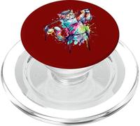 Colorful Watercolor Cat Golf Player Feline Sports Fan PopSockets PopGrip for MagSafe
