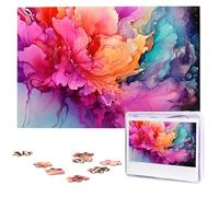 Colorful Watercolor Painting Wooden Puzzles 1000 Pieces Personalized Jigsaw Puzzle For Adults Interesting Custom Photo Puzzles Gift For Holiday Birthday Wedding Anniversay